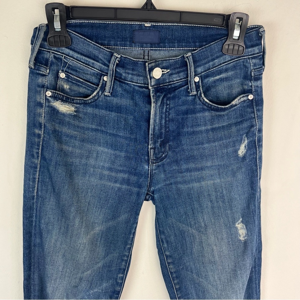 MOTHER Rascal Ankle Undone Step Fray Jeans in DARK GRAFFITI SIZE 24 - Picture 5 of 9
